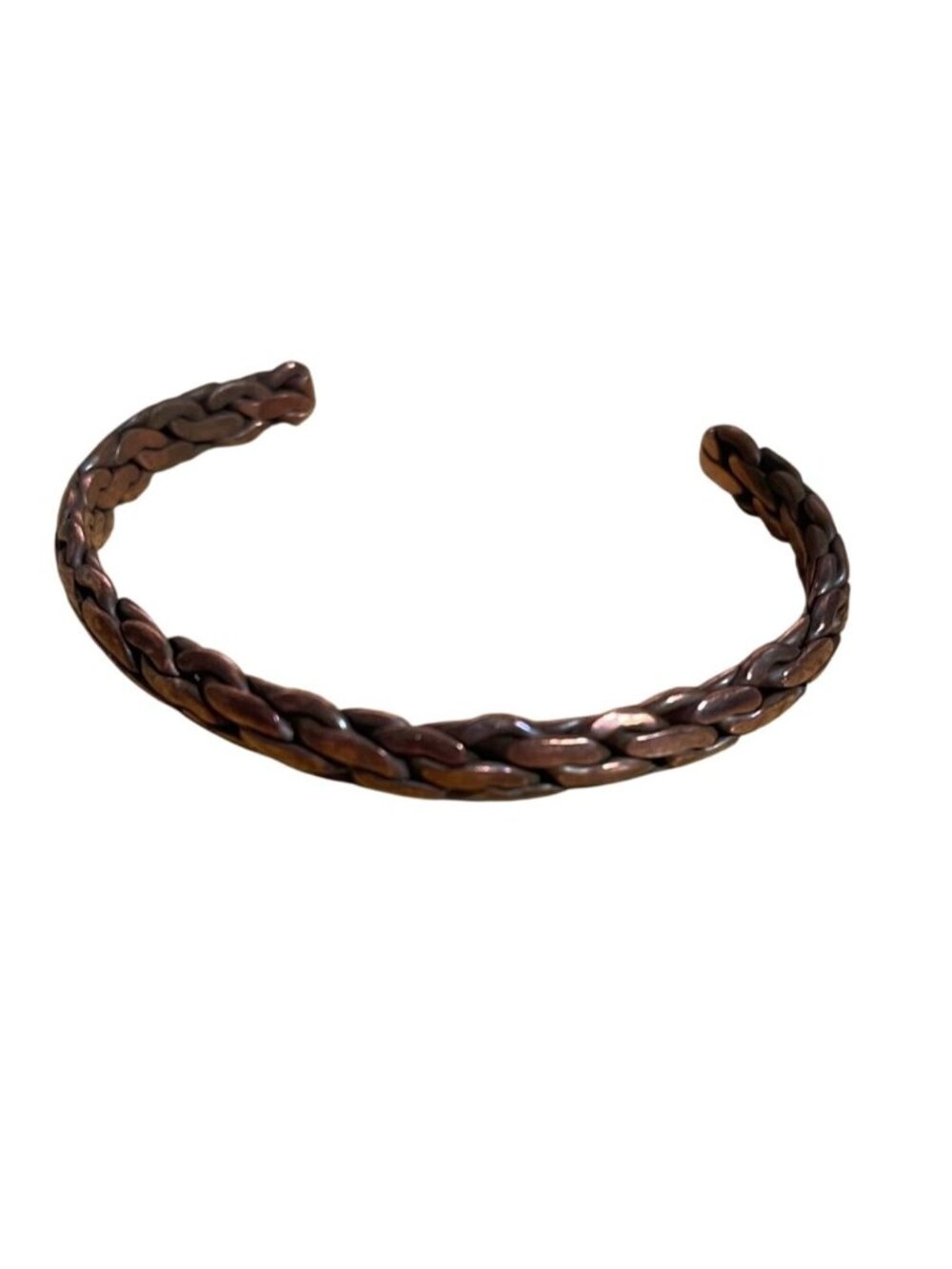 Vintage 1970s Copper Coated Braided Cuff Bracelet Adjustable